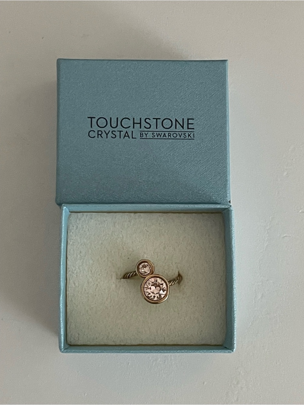 Touchstone Crystal Rose Gold Double Crystal Ring - Blush